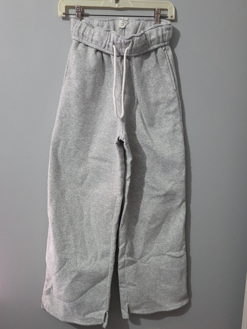 Light Gray Wide-Leg Drawstring Sweatpants